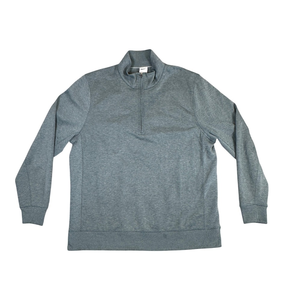 Nike Mens Quarter Zip Pullover Blue Gray Heathered Sweatshirt Large